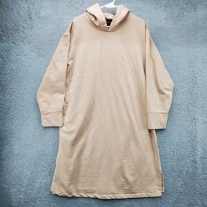 Ellos French Terry Hooded Sweatshirt Dress Womens Plus Size 1X Biege